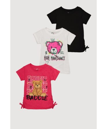 Girls Bear Graphic Tees 3 Pack