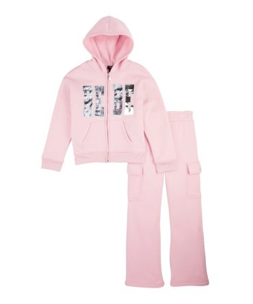 Girls Bebe Zip Front Hoodie and Cargo Sweatpants