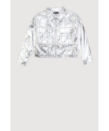 Girls Faux Leather Zip Front Jacket