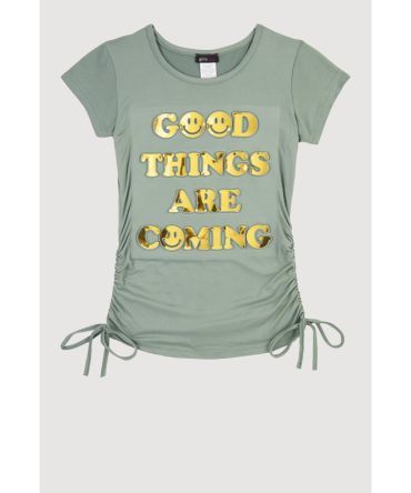 Girls Good Things Are Coming 3D Foil Graphic Top