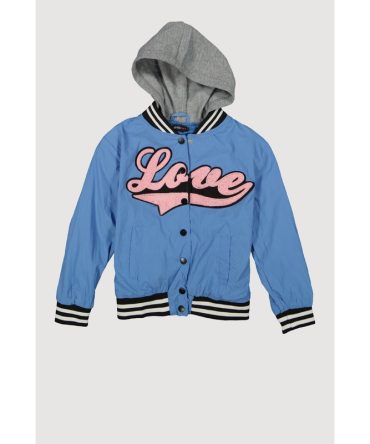 Girls Love Hooded Varsity Jacket