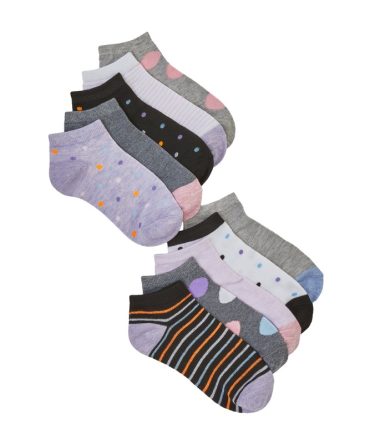Girls Striped Patterned Socks 10 Pack