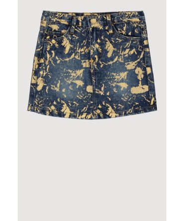 Little Girls Foil Splatter Denim Skirt