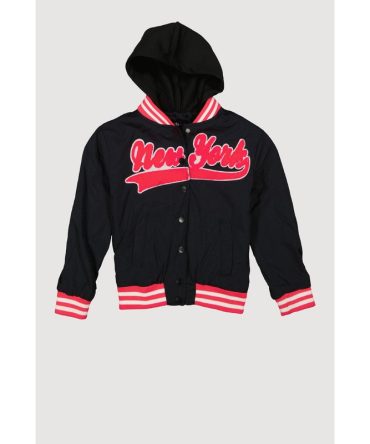 Little Girls New York Hooded Varsity Jacket