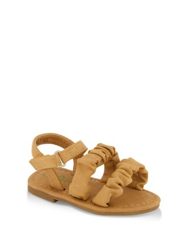Toddler Girls Double Scrunchy Band Velcro Strap Sandals