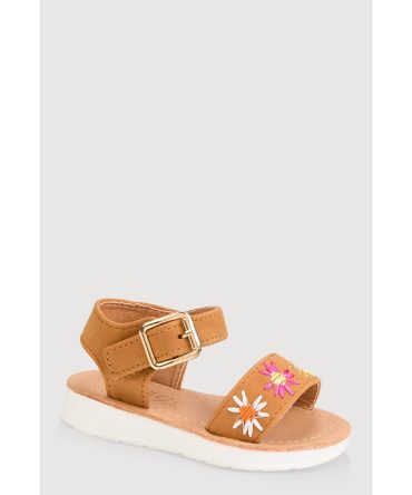 Toddler Girls Floral Decorative Stitch Sandals