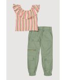 Toddler Girls Striped Butterfly Racerback Tank Top and Shorts Set