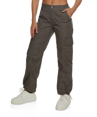 Toggle Drawstring Straight Leg Cargo Pants