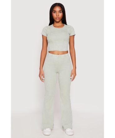 Almost Famous Ribbed Knit Flare Pants