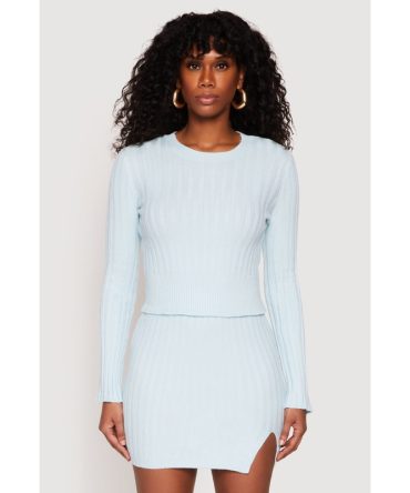 Almost Famous Ribbed Knit Long Sleeve Sweater