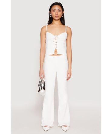 Almost Famous Textured Knit Flare Pants