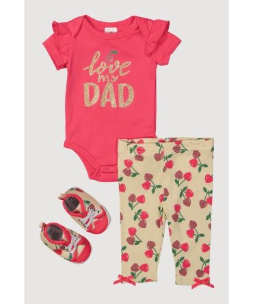 Baby Girls 0-9M Love My Dad Bodysuit with Pants and Shoes