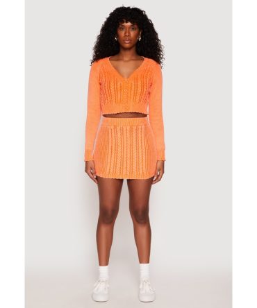 Cable Knit High Waisted Mini Skirt