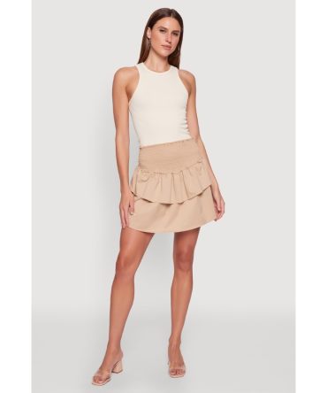 Chic Smocked High Waisted Tiered Skirt