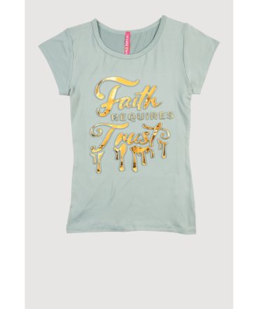 Girls 3D Faith Requires Trust Foil Screen Graphic Tee