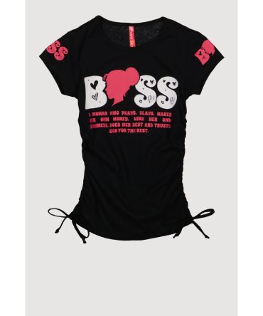 Girls Boss Graphic Ruched Tee