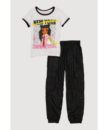 Girls Dream City Graphic Glitter Top and Joggers
