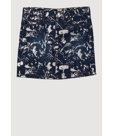 Girls Foil Screen Printed Denim Skirt