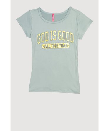 Girls God Is Good 3D Foil Graphic Tee