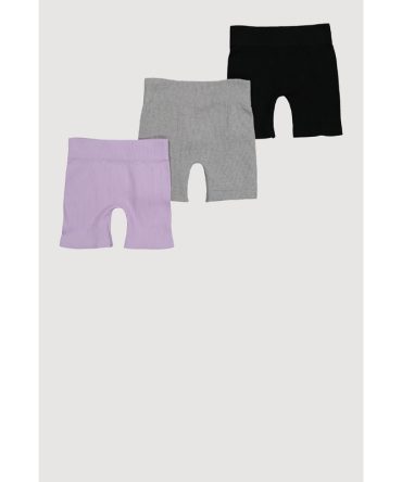 Girls Seamless Rib Knit Biker Shorts 3 Pack
