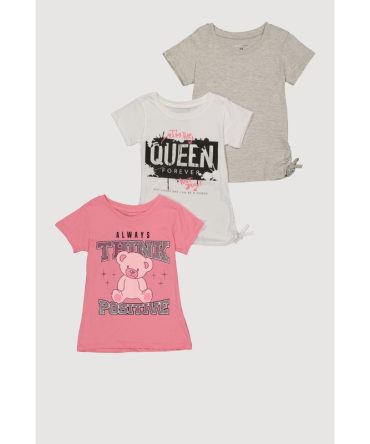 Girls Think Positive Graphic Tees 3 Pack