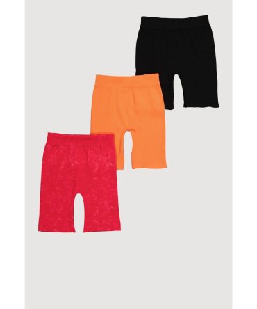 Girls Trendy Seamless Ribbed Knit Bike Shorts 3 Pack