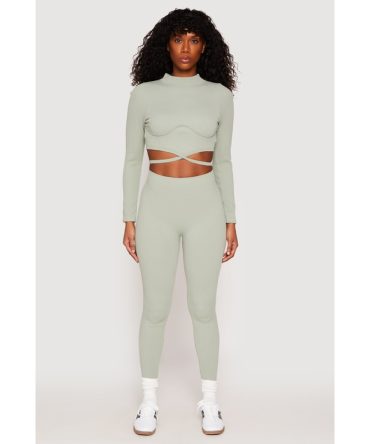 Seamless High Waisted Rib Knit Leggings
