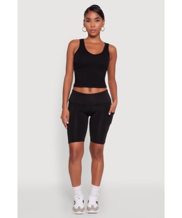 Stylish Bike Shorts with Tummy Tucker and Side Pockets