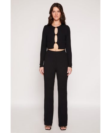 Textured Knit Straight Leg Pants