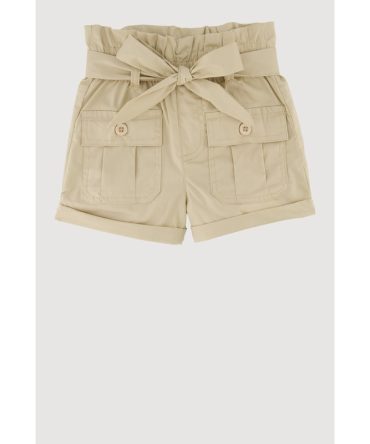 Toddler Girls Trendy Paper Bag Waist Cargo Shorts with Tie Waist Belt