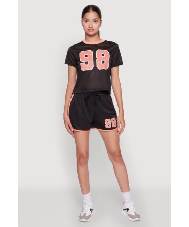 Trendy Jersey Mesh High Waisted Dolphin Shorts