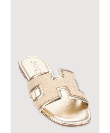 Woven Cut Out Band Slide Sandals