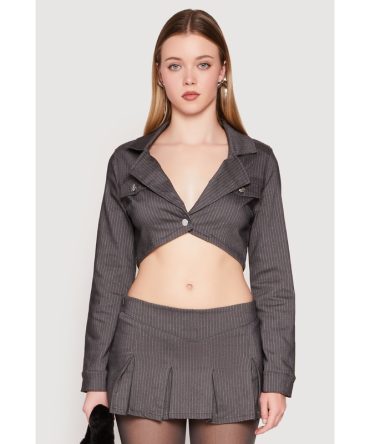 Almost Famous Pinstripe Cropped Blazer