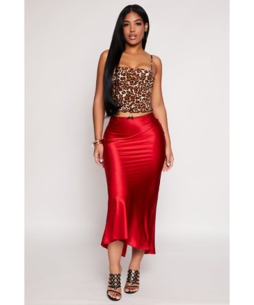 Almost Famous Satin Midi Slip Skirt