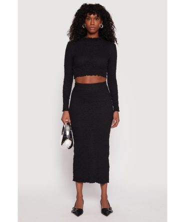 Almost Famous Textured Knit Back Slit Skirt