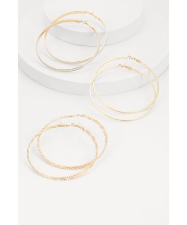Assorted Metallic Hoop Earring Trio