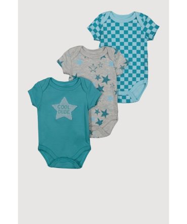 Baby Boys 0-9M Chenille Cool Dude Graphic Bodysuits 3 Pack
