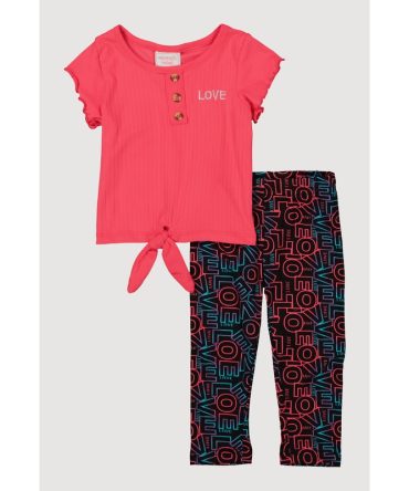 Baby Girls 12-24M Love Graphic Tie Front Top and Leggings