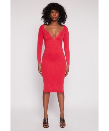 Daisy Acid Wash Grommet Notch Neck Dress