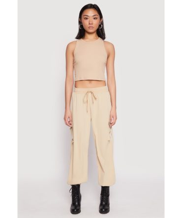 Drawstring High Waisted Cargo Joggers
