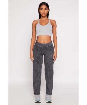 Fleece Acid Wash Pintuck Sweatpants