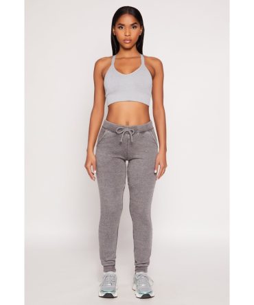 Fleece Lined Acid Wash Drawstring Joggers