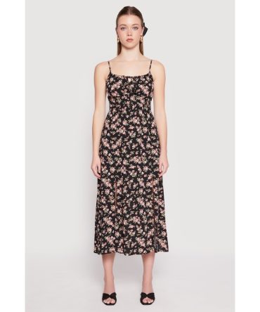 Floral Double Slit Midi Dress