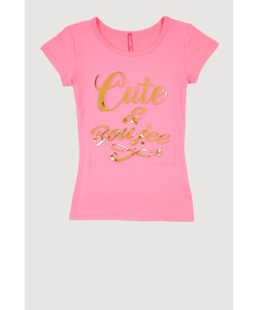 Girls 3D Cute and Boujee Foil Graphic Tee