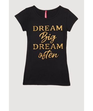 Girls 3D Dream Big Foil Screen Graphic Tee