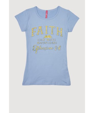 Girls 3D Embossed Faith Graphic Tee