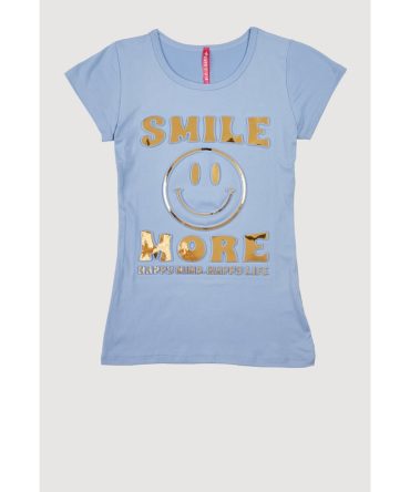 Girls 3D Smile More Foil Screen Graphic Tee