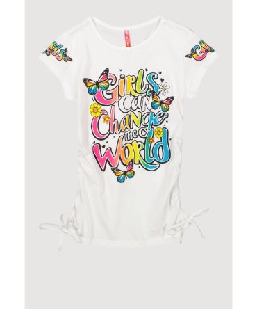 Girls Can Change The World Ruched Tee