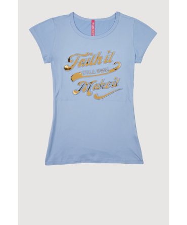 Girls Faith It 3D Foil Graphic Top