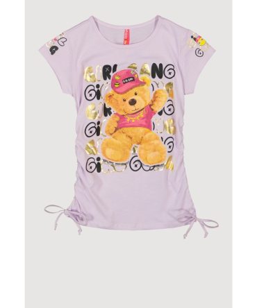 Girls Girl Gang Teddy Bear Foil Graphic Tee